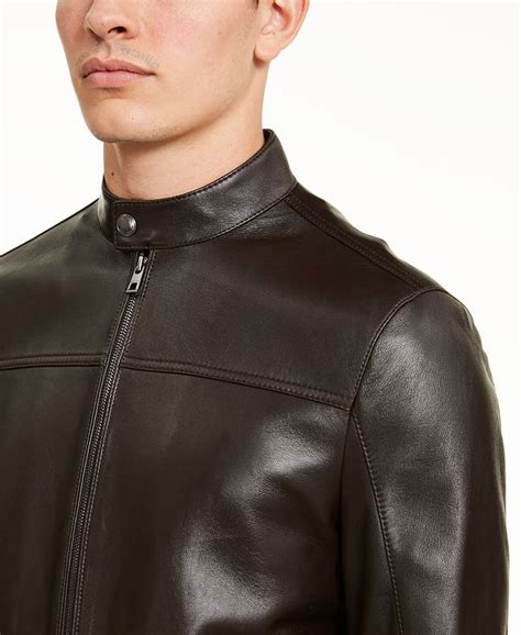 michael kors men's leather racing jacket|Michael Kors bomber jacket men.